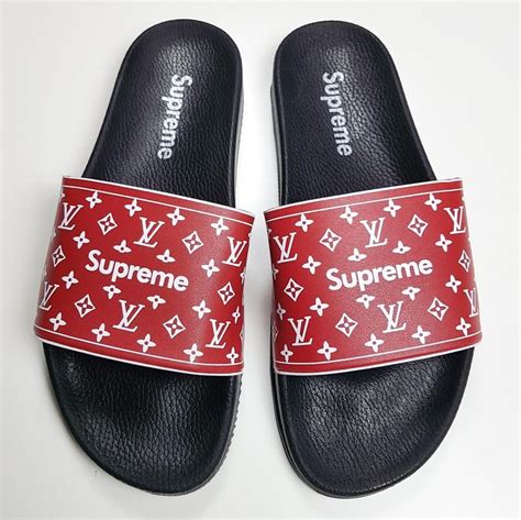 louis vuitton supreme slides price|supreme Louis Vuitton tracksuit.